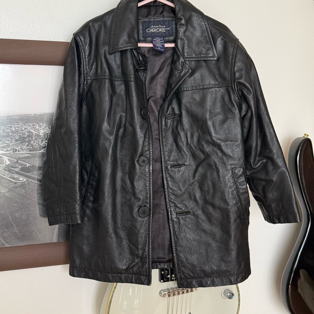 Kids 100% Black Leather jacket